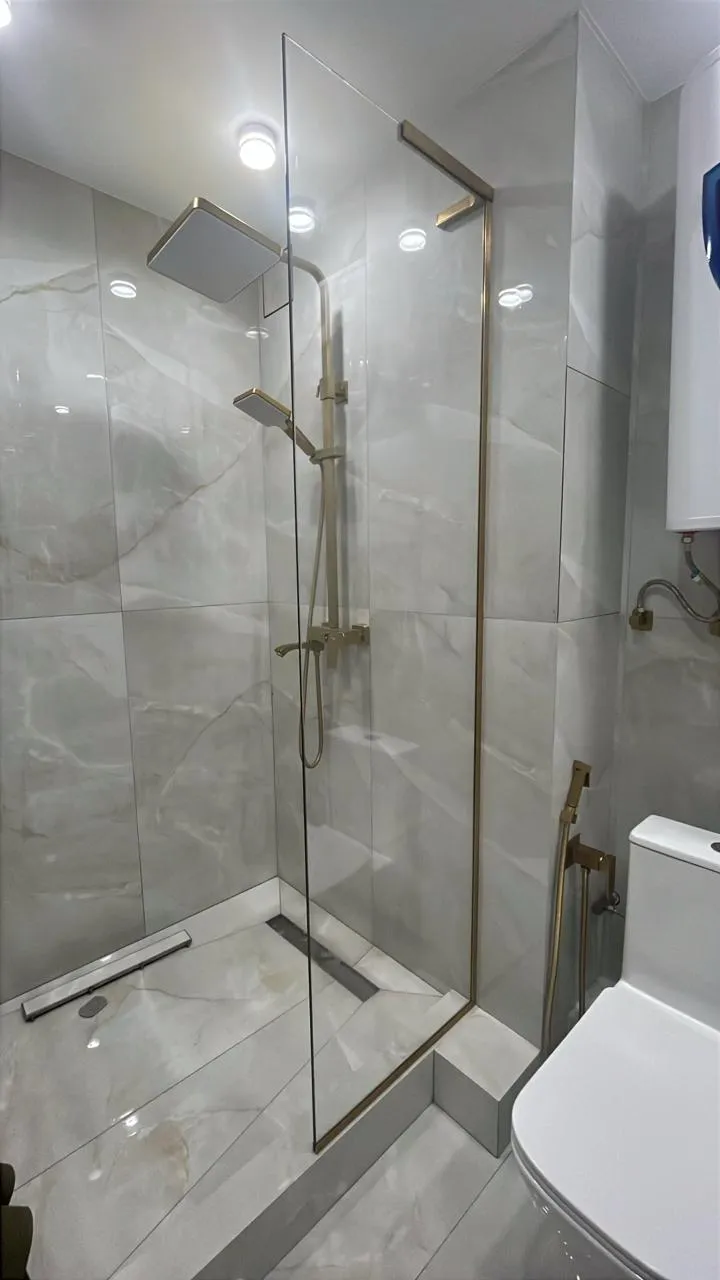 Без двери. Walk-in. Стандартное стекло. Фурнитура Бронза
